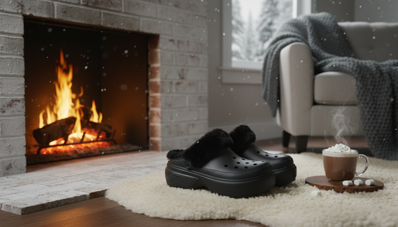 Crocs Women’s Black Slippers: Warm Grip for Winter