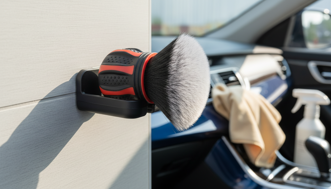Ultra Soft Detailing Brush + Rack: Safe Car Cleaning